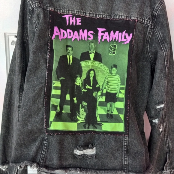OG Addams Family customized OOAK hand-stitched distressed jacket! Sold - Picture 4 of 7